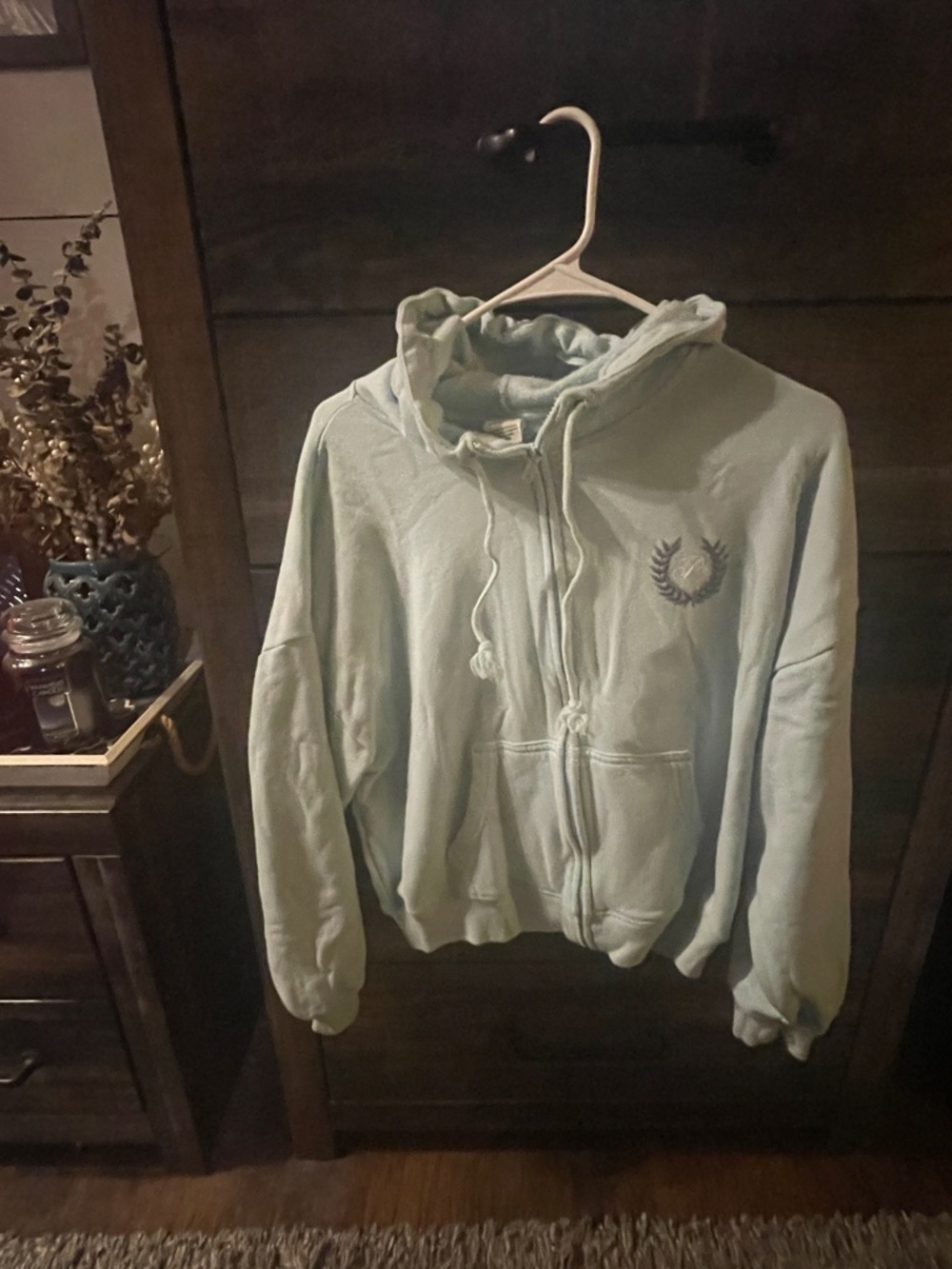 PINK Victoria's Secret Pale Blue Zip-Up Hoodie. Like New! - Picture 7 of 9